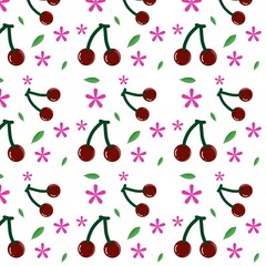 Cherry fabric pattern vector drawing
