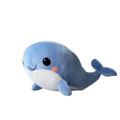Fototapeta premium Cute Plush Toy of a Blue Whale with a Happy Expression.