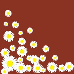 Vector illustration of daisies on a brown background.