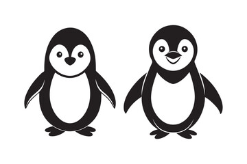 Penguin Silhouette vector illustration, Penguin Silhouette vector