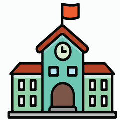 School Building icon vector flat illustration