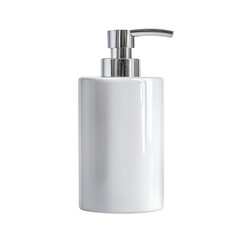 Obraz premium Elegant White Soap Dispenser with Metal Pump for Bathroom Use