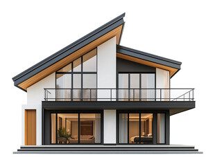 Modern House Architecture Isolated on Transparent Background PNG
