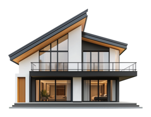 Modern House Architecture Isolated on Transparent Background PNG
