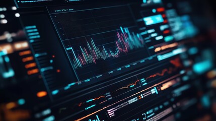 Obraz premium Vibrant Financial Data Visualization on Digital Screen