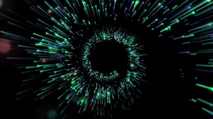 Technicolor helix background. Magical particles ring. Abstract background. Light streak, dot wave. Helix spiral with tunnel effect. Futuristic concept. Vertical video - Powered by Adobe