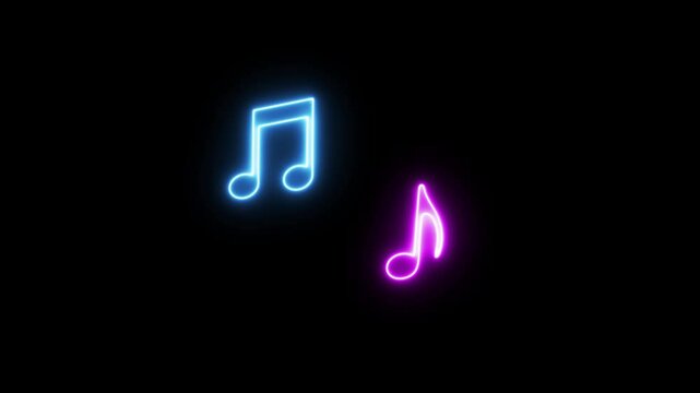 note music neon animated neon icon symbol note music do re mi fa sol la si do green screen 4k looping