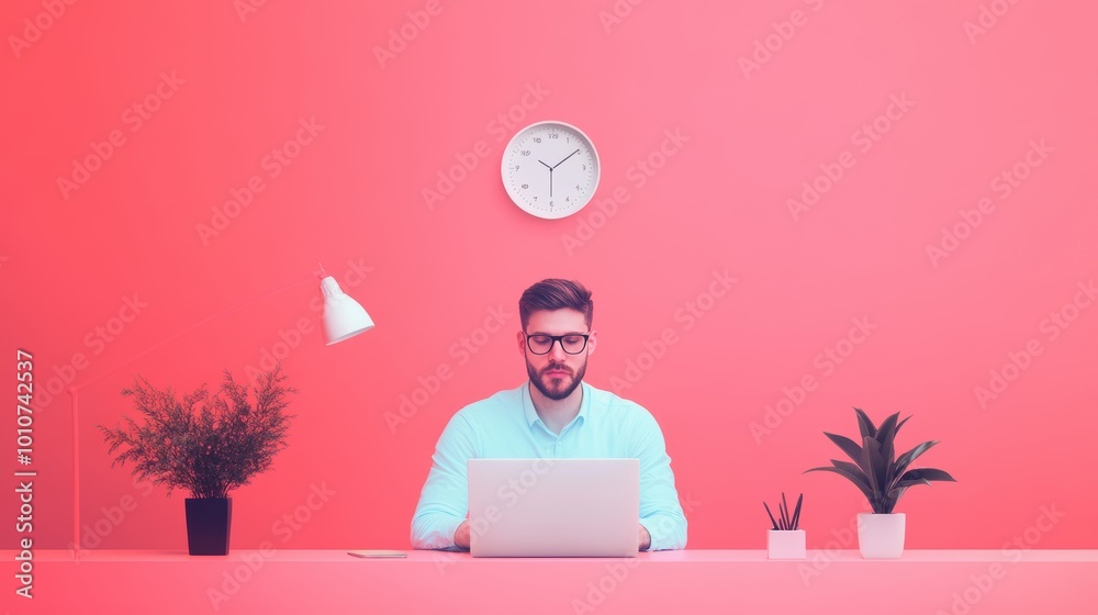 Canvas Prints A businessman uses a productivity app on his laptop to schedule his day, track his progress, and ensure that he meets his deadlines.