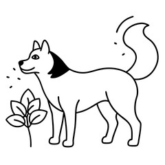 Majestic Husky Standing Proudly with Its Nose in the Air Vector Illustration
