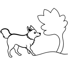 Dynamic Vector Art of a Papillon Dog Leaping to Catch a Colorful Bug
