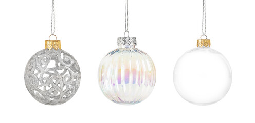 set of Christmas balls isolated on white background