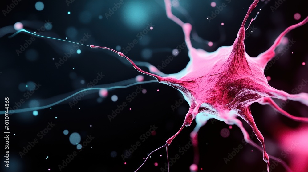 Poster Abstract visualization of a complex network topology with interconnected nodes and lines, highlighting data flow.