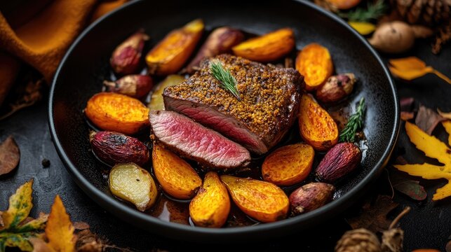 Close-up of a perfectly cooked steak. This image can be used for food blogs, restaurant menus, or to promote your culinary skills.