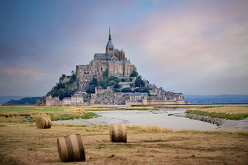 landscape with Le Mont Saint Michel in Normandy, one of the most famous attractions in France