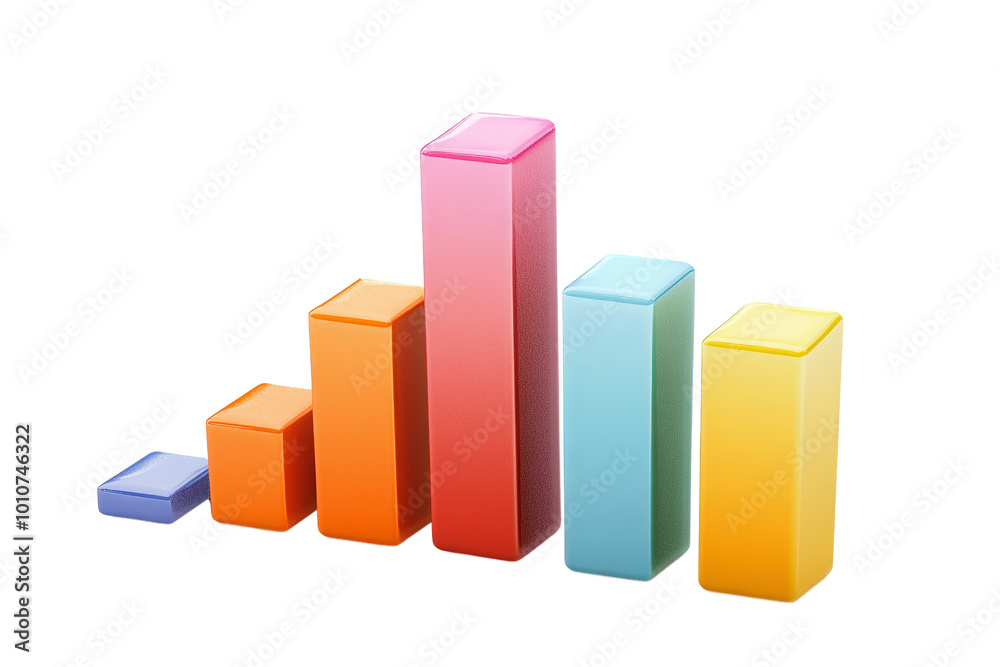 Poster ascending growth: a vibrant and colorful bar graph symbolizes progress and upward trajectory, illust