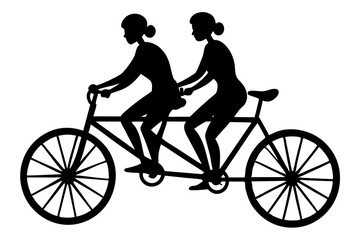 Bicycle Built for Two Silhouette with Tandem Riders