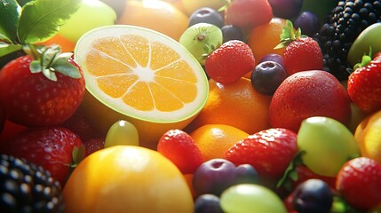 Fresh mixed fruits showcasing vibrant colors and delicious textures image
