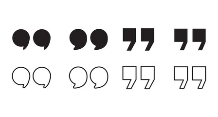 quotes icon black outline for web site design and mobile dark mode apps Vector illustration on a white background