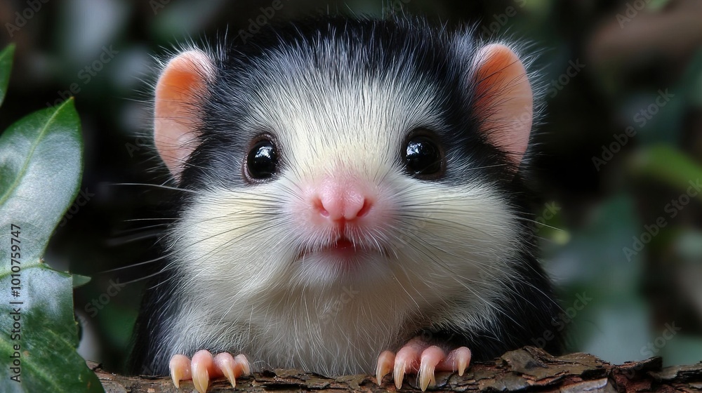 Wall mural Adorable Black and White Rodent Closeup