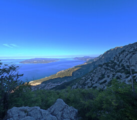 Aerial view of the Adriatic Sea coast, drone view. Croatia