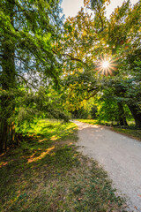 Lednice Chateau with beautiful gardens and parks. Lednice Valtice Landscape, South Moravian region. UNESCO World Heritage Site.