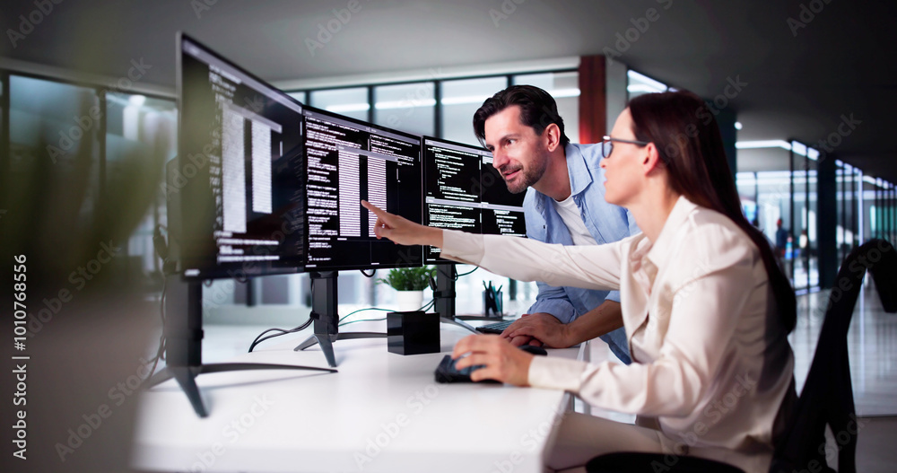 Poster Web Developer Coding On Computer