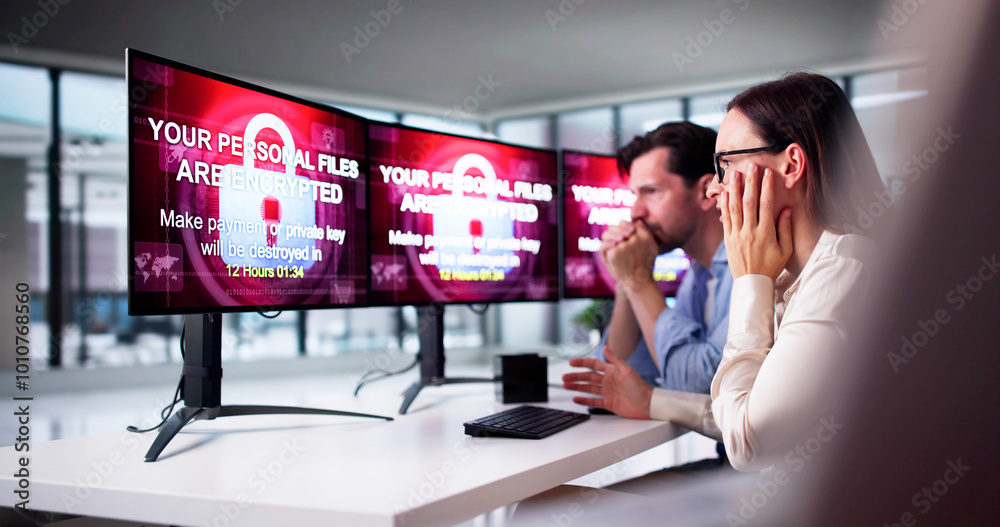 Poster ransomware cyber attack using malware