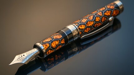 A close-up view of a lovely fountain pen, showing its intricate details.