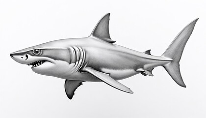Obraz premium A shark swimming, showcasing its detailed features and dynamic pose