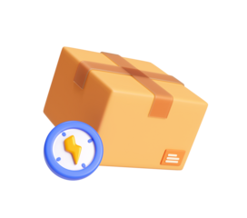 Delivery box with clock Fast delivery concept 3d illustration background