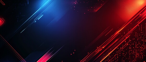 Abstract dark background with red and blue glowing lines.  Suitable for tech, futuristic or gaming designs.
