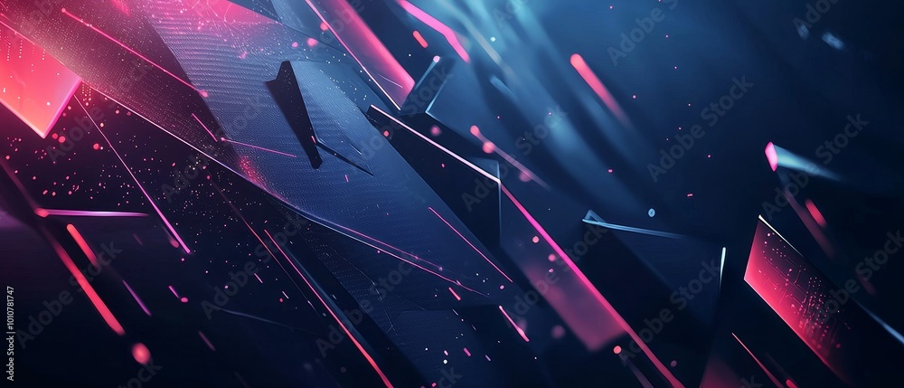 Poster abstract background with pink and blue shards, creating a modern and futuristic aesthetic.