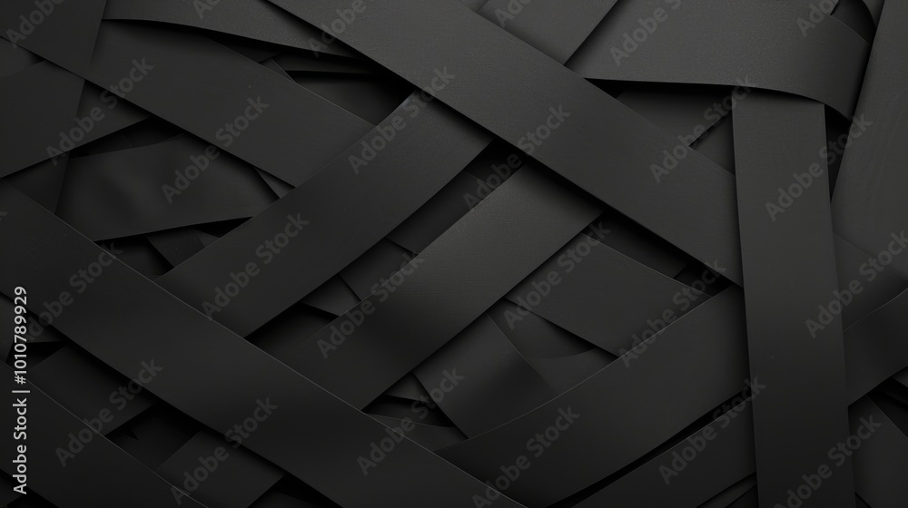 Poster Abstract black and white texture with intertwined lines.