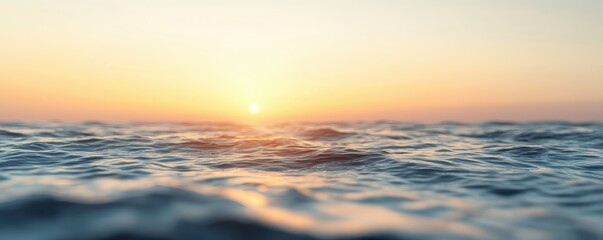 Fototapeta premium A serene ocean sunset with gentle waves reflecting warm hues, creating a tranquil coastal atmosphere perfect for relaxation