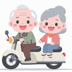 Grandpa and Grandma on the motorbike