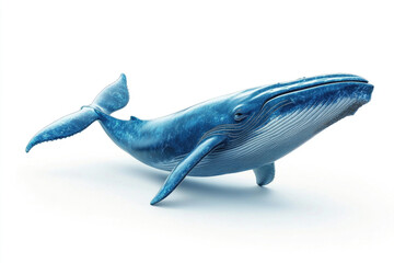 A blue whale isolated on a white background.