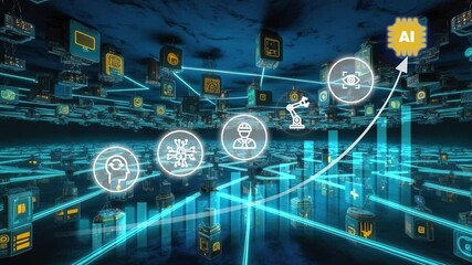 Artificial intelligence AI power digital transformation abstract technology background. Innovative technology and big data concept..generative ai