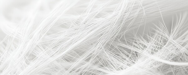 White textile fibers in close-up, intricate threading and texture, 3D rendering