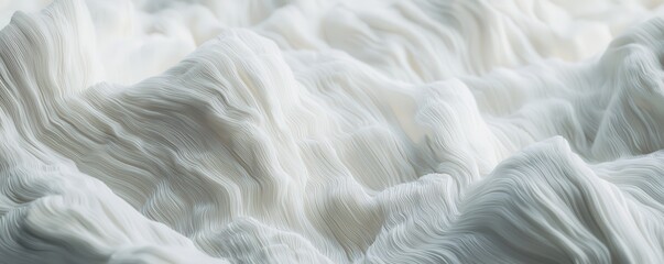 Obraz premium White textile fibers in close-up, intricate threading and texture, 3D rendering