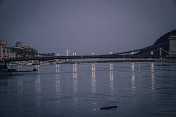 city harbour bridge at night