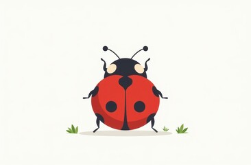 ladybug on white background. Let spring begin. ladybug sign represents protection, resistance, luck and prosperity