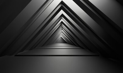 Black, Tech Background with a Geometric 3D Structure. Dark, Minimal design with Simple Futuristic Forms. 3D Render