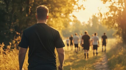 Obraz premium Coach walking alongside the team after practice, offering words of encouragement, soccer, coaching, support