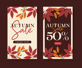 Naklejka premium Autumn Sale Banner Fall Season
