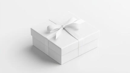 Minimalist White Gift Box with Satin Ribbon Bow
