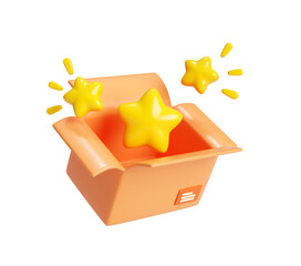Parcel box with star rating 3d illustration background