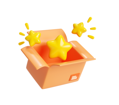 Parcel box with star rating 3d illustration background
