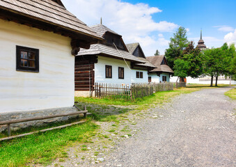 Old traditional wooden houses of village Pribylina in Liptov region - Slovakia