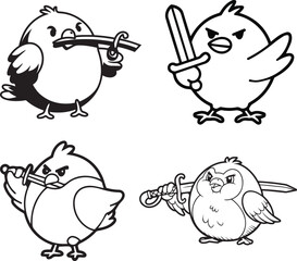 Naklejka premium silhouettes of birds with Black vector illustration on white background