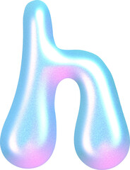 3D Holographic liquid Y2k Chrome alphabet Letter h